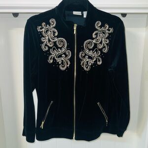 Embroidered CHICOS Black Velvet Jacket
